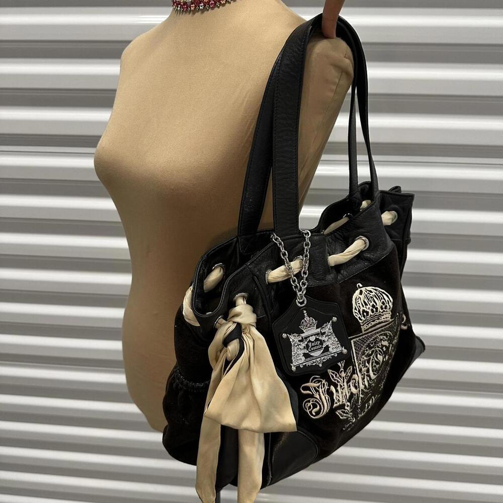 🖤 Y2K Juicy Couture Black Velour Daydreamer Bag w/ Tag Charm 🖤